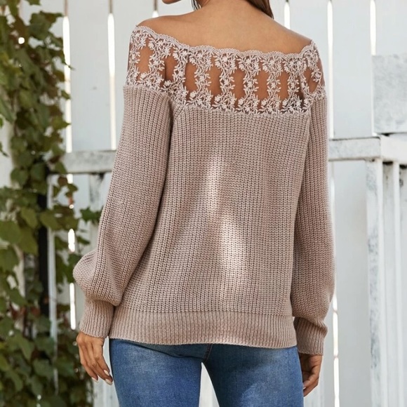 Lace Panel Ribbed Knit Sweater - Picture 2 of 2